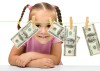 Cute little girl with paper money - dollars