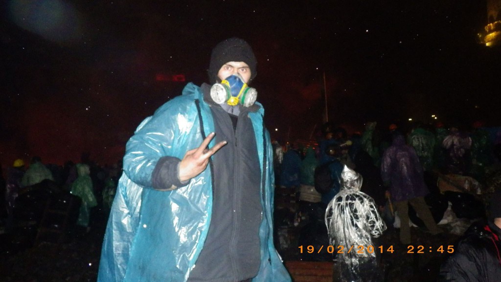 Тарас Матвіїв 19 лютого на барикадах Майдану.