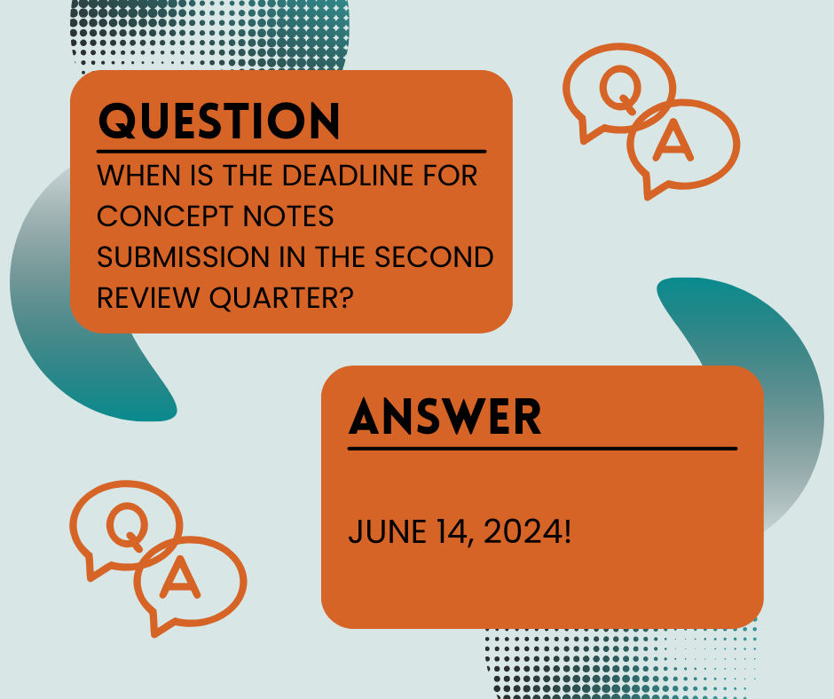 When is the deadline for concept notes submission IN THE SECOND REVIEW QUARTER