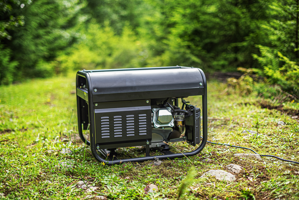 Portable gasoline generator in the open air.